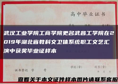 武汉工业学院工商学院更名武昌工学院在2019年湖北省教科文卫体系统职工文艺汇演中获奖毕业证样本缩略图