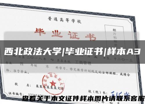 西北政法大学|毕业证书|样本A3缩略图