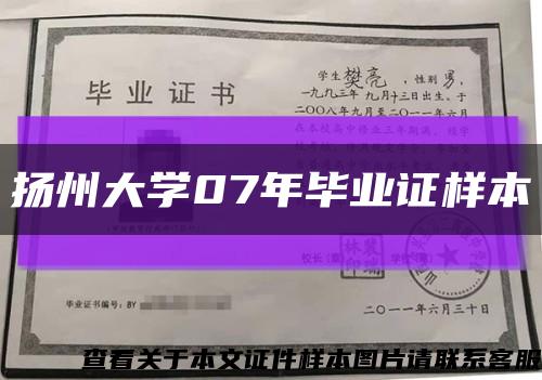 扬州大学07年毕业证样本缩略图