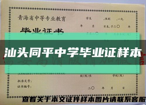 汕头同平中学毕业证样本缩略图