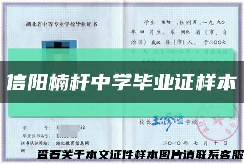 信阳楠杆中学毕业证样本缩略图