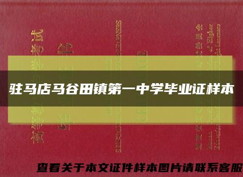 驻马店马谷田镇第一中学毕业证样本缩略图