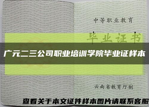 广元二三公司职业培训学院毕业证样本缩略图