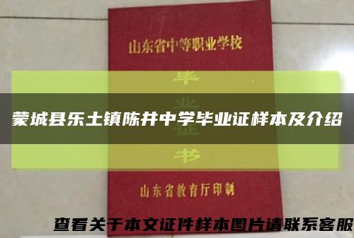 蒙城县乐土镇陈井中学毕业证样本及介绍缩略图