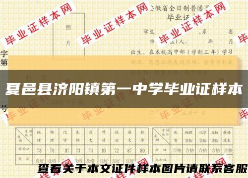 夏邑县济阳镇第一中学毕业证样本缩略图