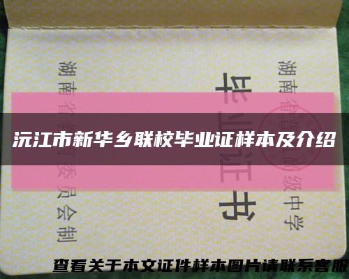 沅江市新华乡联校毕业证样本及介绍缩略图