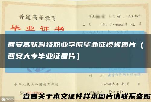 西安高新科技职业学院毕业证模板图片（西安大专毕业证图片）缩略图