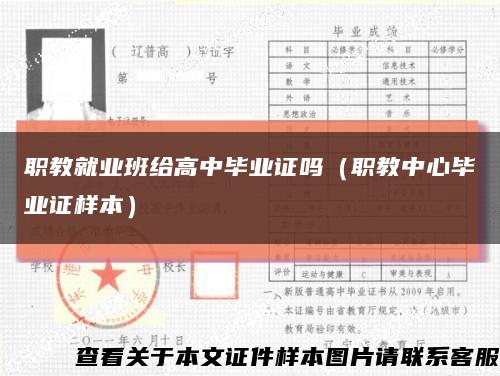 职教就业班给高中毕业证吗（职教中心毕业证样本）缩略图