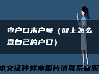 查户口本户号（网上怎么查自己的户口）缩略图