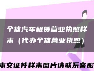 个体汽车租赁营业执照样本（代办个体营业执照）缩略图