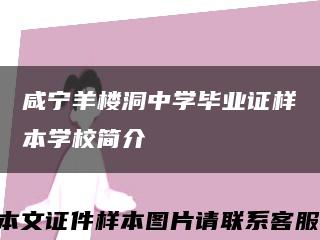 咸宁羊楼洞中学毕业证样本学校简介缩略图