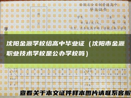 沈阳金源学校给高中毕业证（沈阳市金源职业技术学校是公办学校吗）缩略图