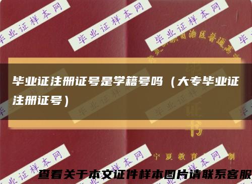 毕业证注册证号是学籍号吗（大专毕业证注册证号）缩略图