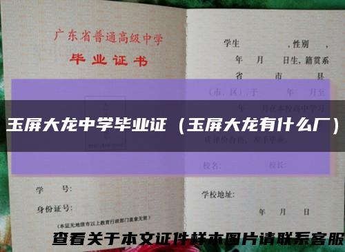 玉屏大龙中学毕业证（玉屏大龙有什么厂）缩略图