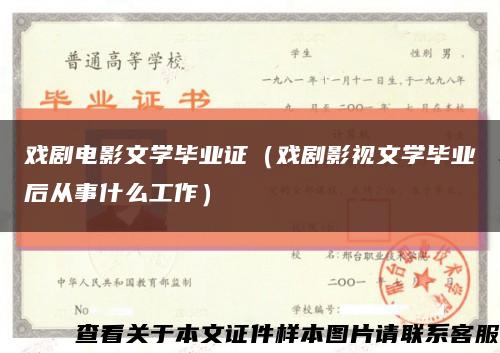 戏剧电影文学毕业证（戏剧影视文学毕业后从事什么工作）缩略图