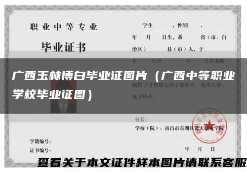 广西玉林博白毕业证图片（广西中等职业学校毕业证图）缩略图