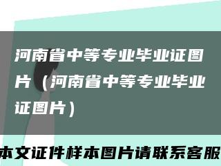 河南省中等专业毕业证图片（河南省中等专业毕业证图片）缩略图