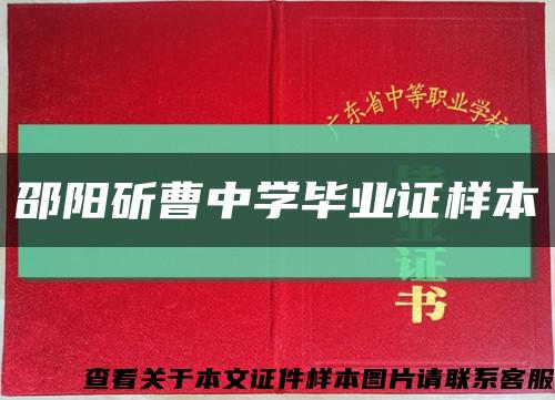 邵阳斫曹中学毕业证样本缩略图