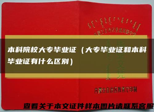 本科院校大专毕业证（大专毕业证和本科毕业证有什么区别）缩略图