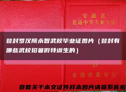 登封罗汉院永智武校毕业证图片（登封有哪些武校招暑假特训生的）缩略图