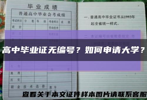 高中毕业证无编号？如何申请大学？缩略图