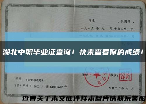 湖北中职毕业证查询！快来查看你的成绩！缩略图