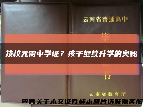 技校无需中学证？孩子继续升学的奥秘缩略图