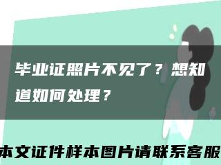 毕业证照片不见了？想知道如何处理？缩略图