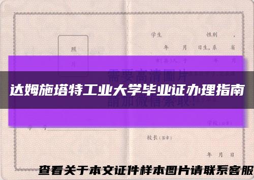 达姆施塔特工业大学毕业证办理指南缩略图