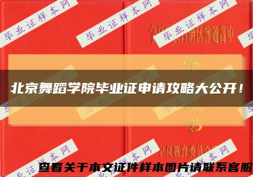 北京舞蹈学院毕业证申请攻略大公开！缩略图