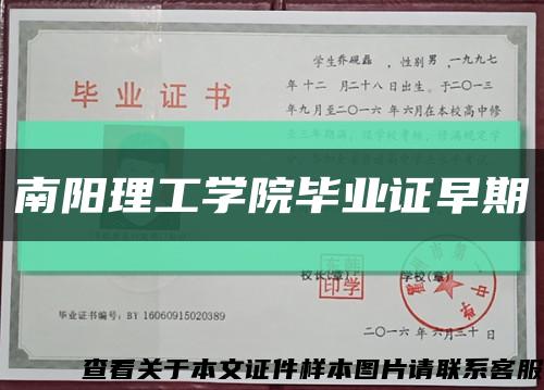 南阳理工学院毕业证早期缩略图