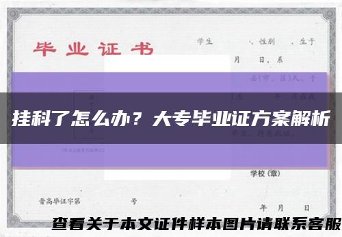 挂科了怎么办？大专毕业证方案解析缩略图