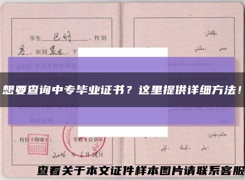 想要查询中专毕业证书？这里提供详细方法！缩略图