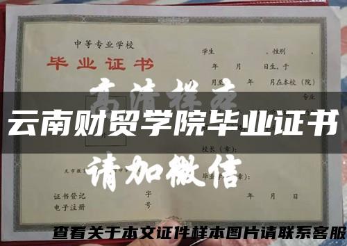 云南财贸学院毕业证书缩略图