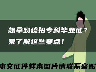 想拿到统招专科毕业证？来了解这些要点！缩略图