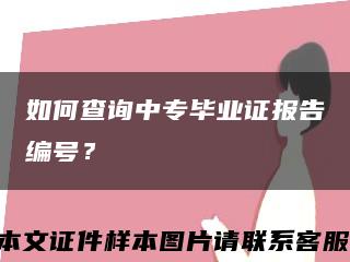 如何查询中专毕业证报告编号？缩略图