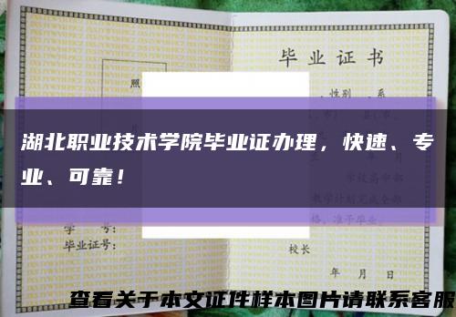 湖北职业技术学院毕业证办理，快速、专业、可靠！缩略图