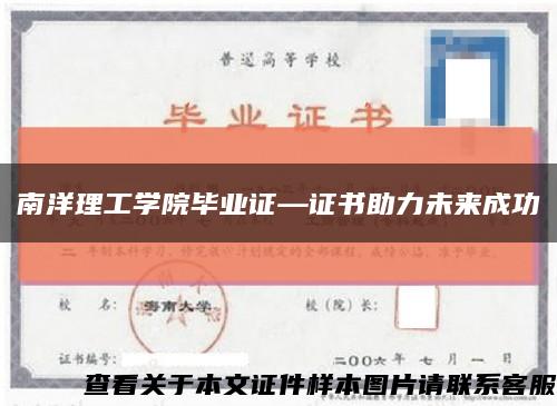 南洋理工学院毕业证—证书助力未来成功缩略图