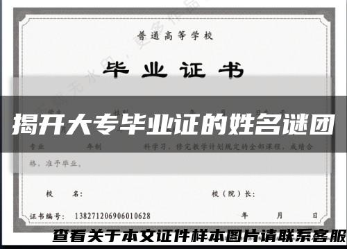 揭开大专毕业证的姓名谜团缩略图