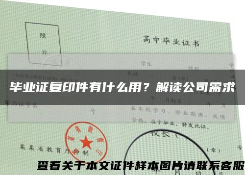 毕业证复印件有什么用？解读公司需求缩略图