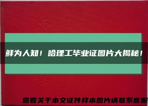 鲜为人知！哈理工毕业证图片大揭秘！缩略图