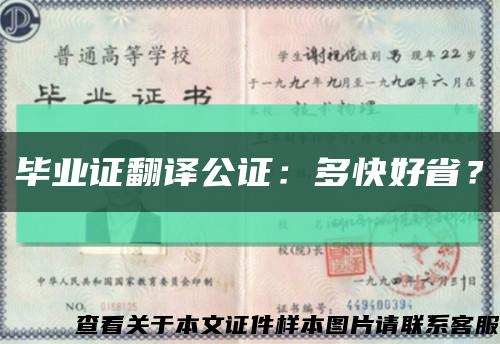 毕业证翻译公证：多快好省？缩略图