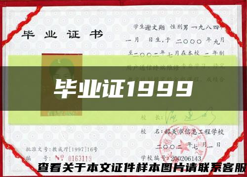 毕业证1999缩略图