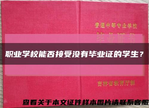 职业学校能否接受没有毕业证的学生？缩略图