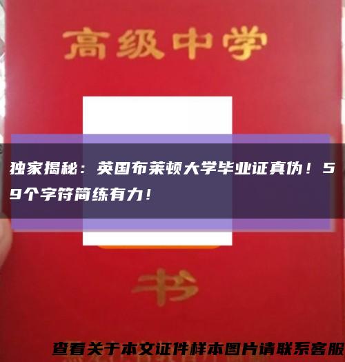 独家揭秘：英国布莱顿大学毕业证真伪！59个字符简练有力！缩略图