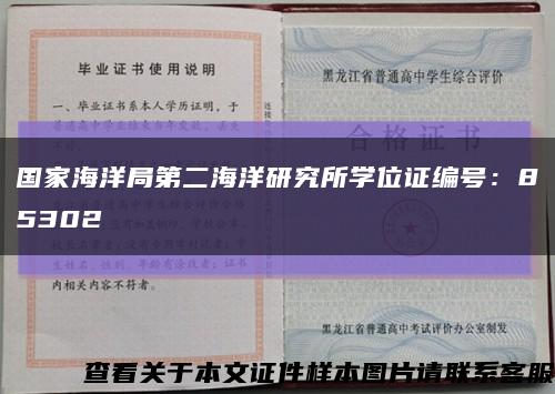 国家海洋局第二海洋研究所学位证编号：85302缩略图