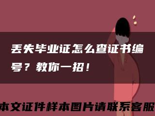 丢失毕业证怎么查证书编号？教你一招！缩略图