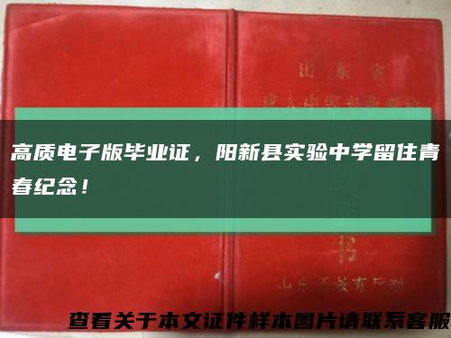 高质电子版毕业证，阳新县实验中学留住青春纪念！缩略图