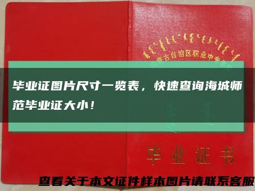 毕业证图片尺寸一览表，快速查询海城师范毕业证大小！缩略图