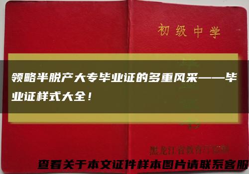 领略半脱产大专毕业证的多重风采——毕业证样式大全！缩略图